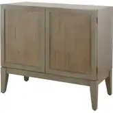 Deria 2 Door Cabinet in Green Finish Wood & Pandanus Weave